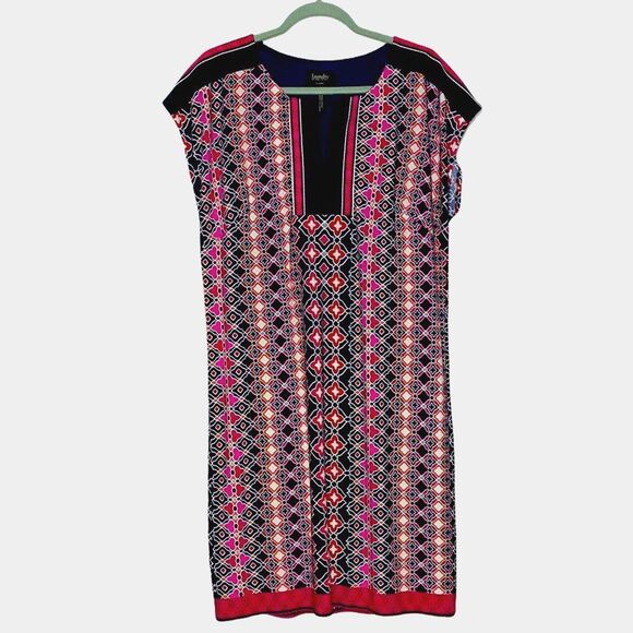 Y2K Vintage LAUNDRY Kaftan Moroccan Print Dress Women's Medium Shift Resort Boho - Picture 1 of 8